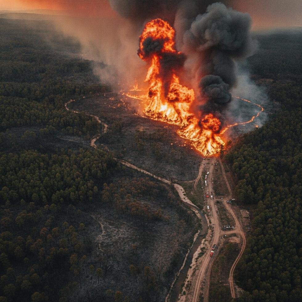 France wildfires with intense fire whirlwinds