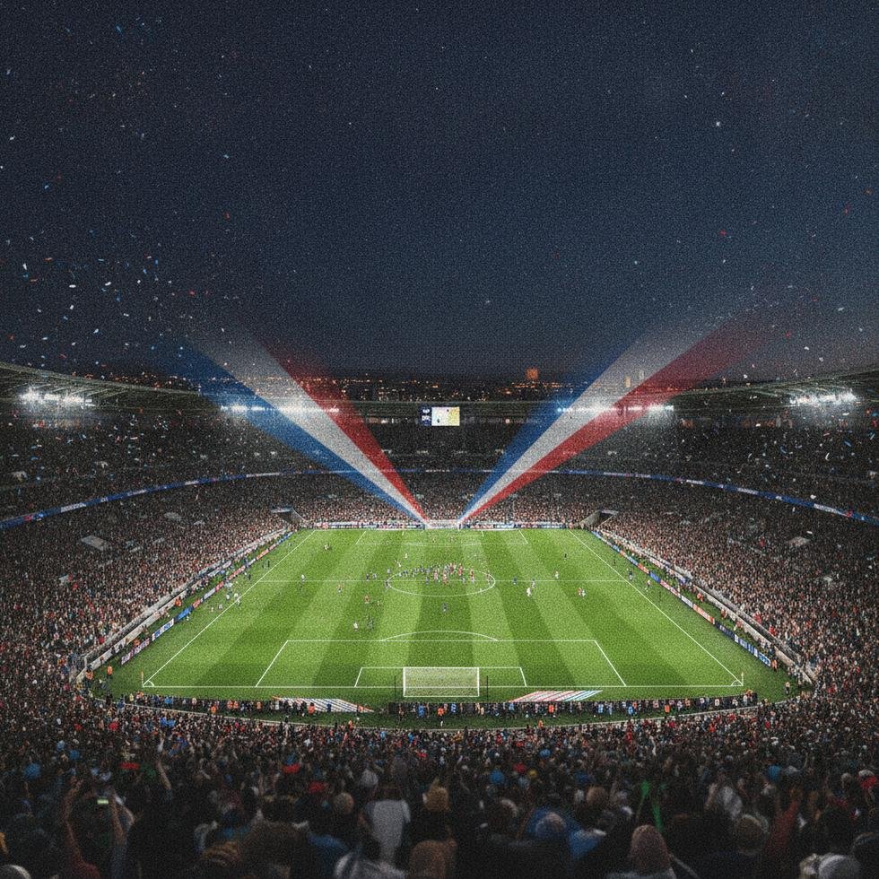 Futbol maçı esnasında dolu bir stadyum.