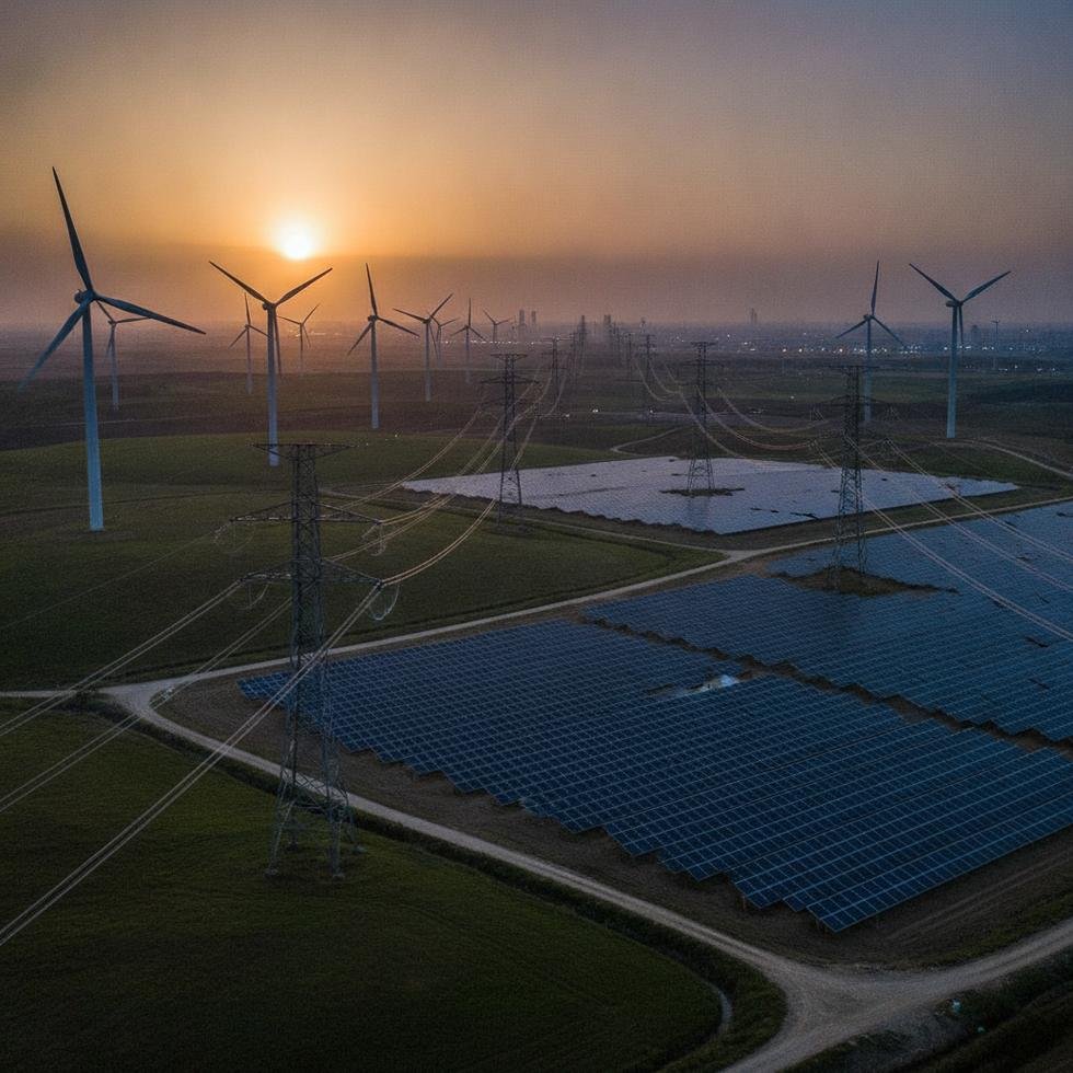 Rüzgar türbinleri ve güneş panelleri ile yenilenebilir enerji kaynakları