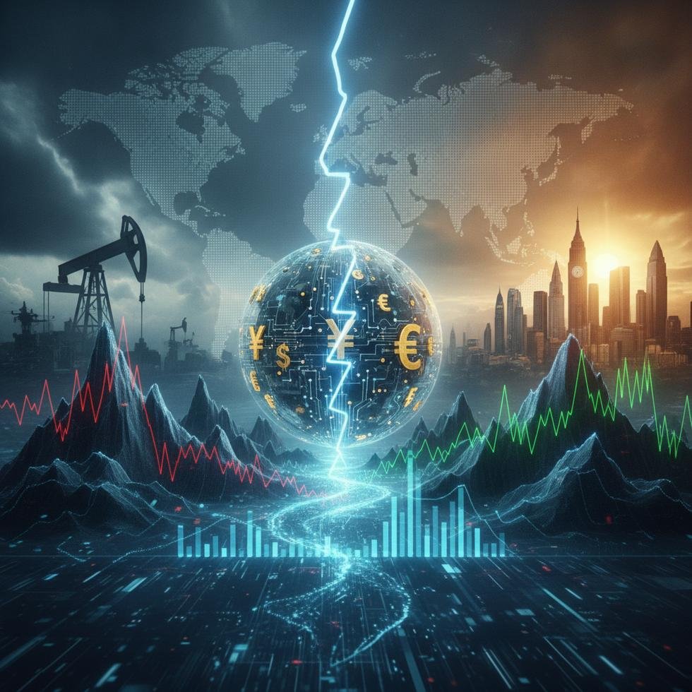 Küresel piyasalarda dalgalı trend gösteren finansal grafik