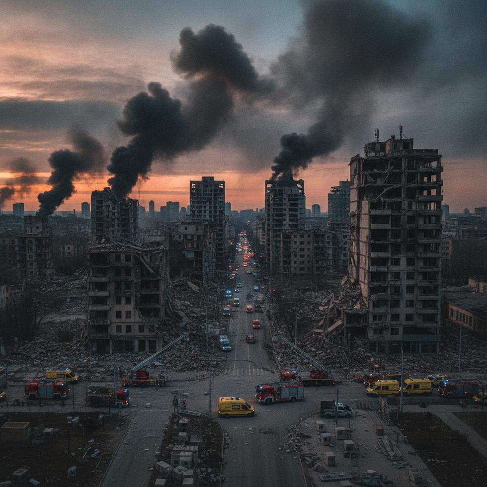 Kyiv'de füze ve drone saldırıları sonrası oluşan yıkım