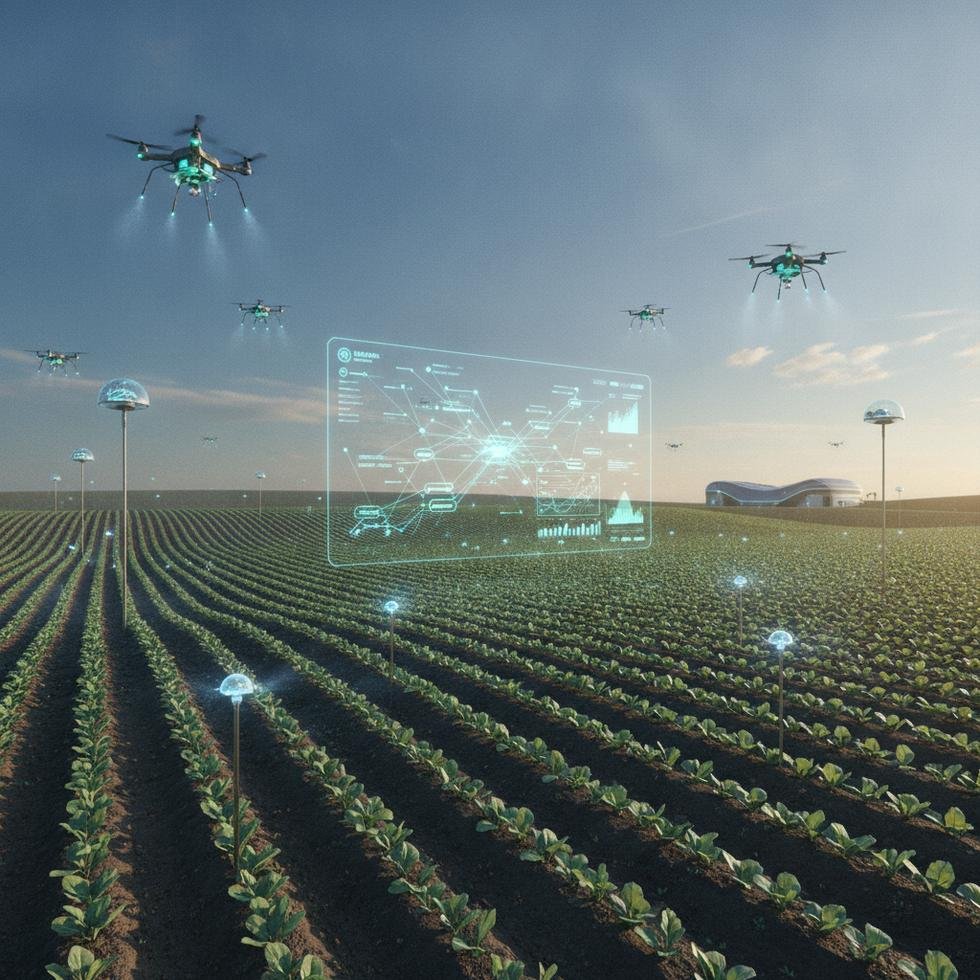 Tarım arazisinde sensörler ve drone'lar ile akıllı tarım uygulamaları