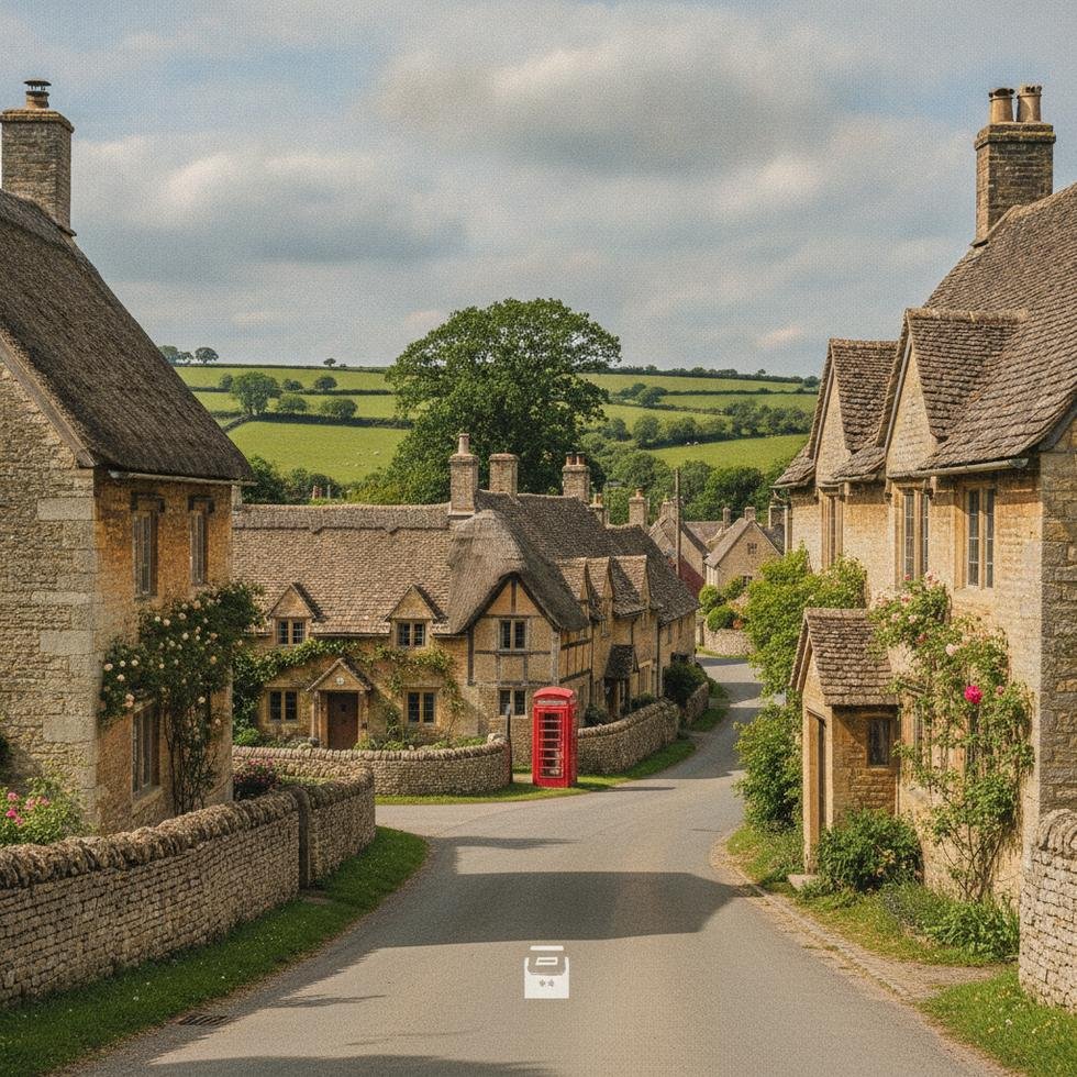 Piddington köyü, geleneksel İngiliz mimarisini temsil eden Oxfordshire'daki manzara.