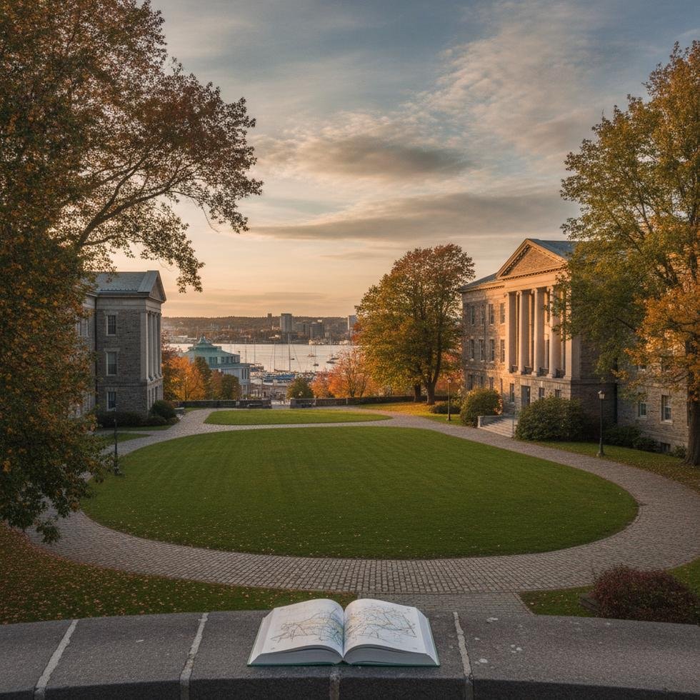 Saint Mary’s Üniversitesi kampüsünden genel görünüm ve Halifax şehir panoraması