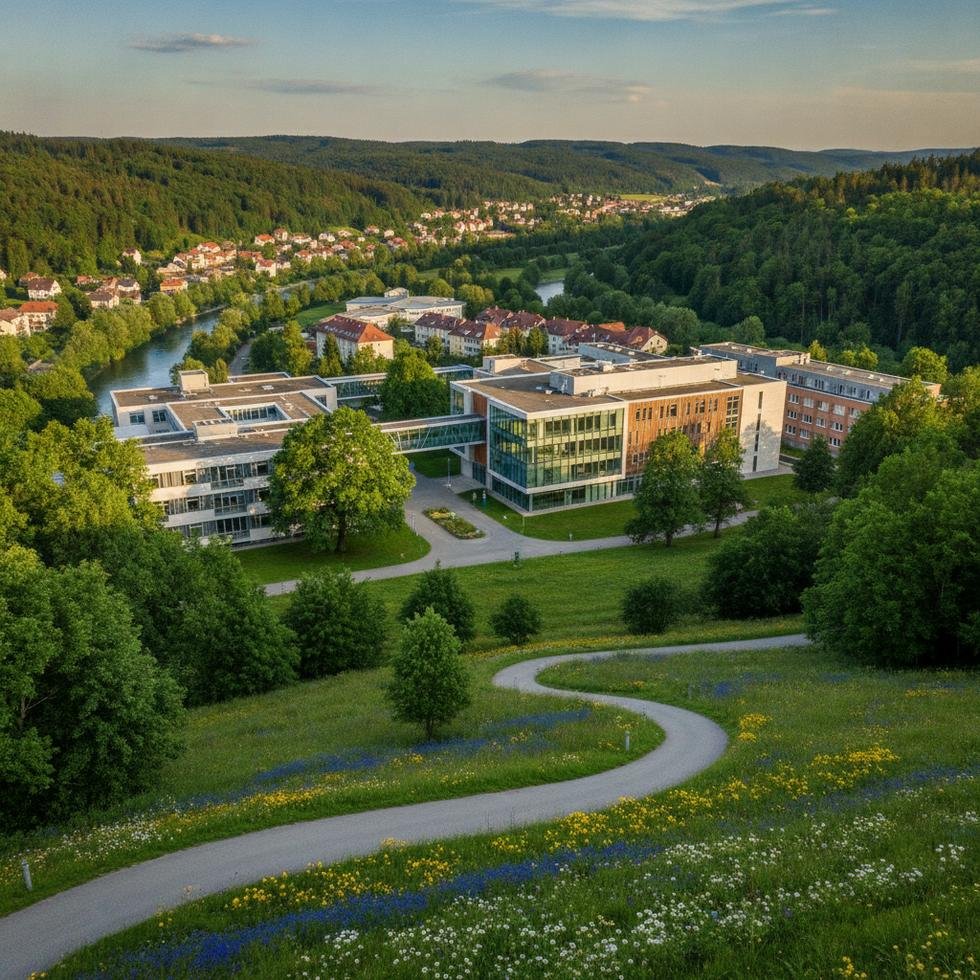 Siegen Üniversitesi kampüsünden genel görünüm ve öğrenciler