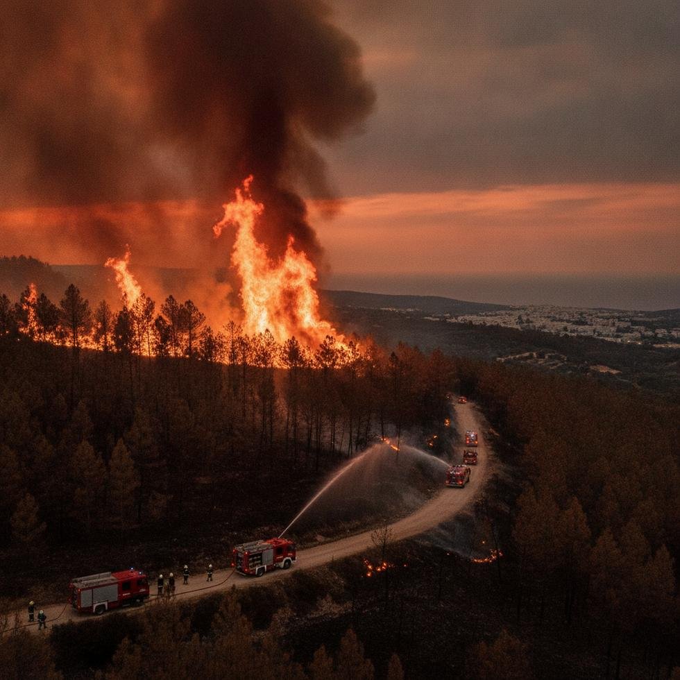 Wildfire threatening European regions