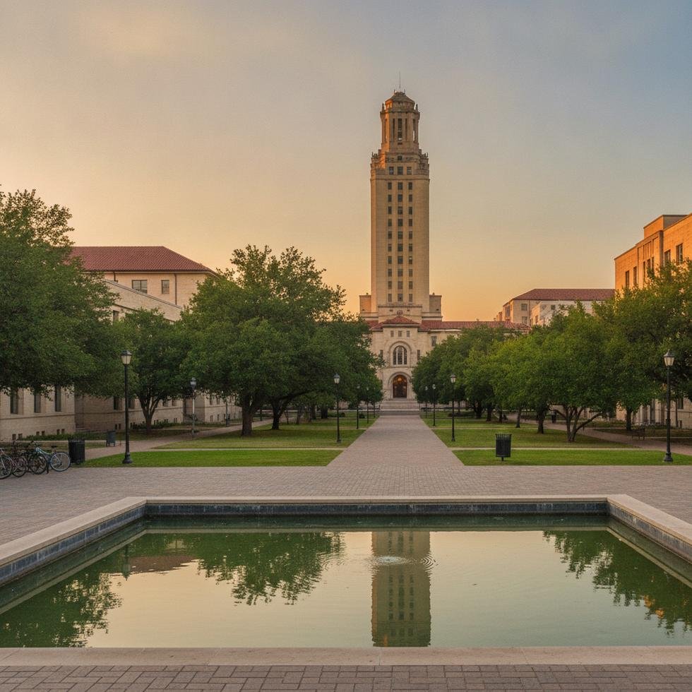 Texas Üniversitesi Austin kampüsü ve öğrenciler