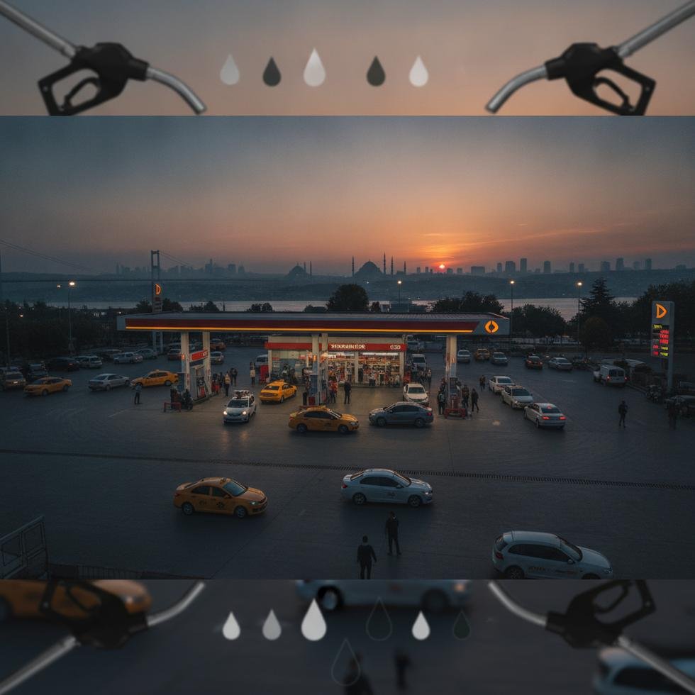 İstanbul'daki bir benzin istasyonunda araçlar yakıt alırken.