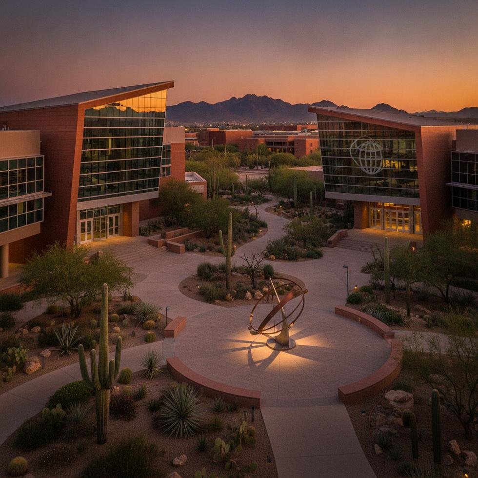 Arizona Devlet Üniversitesi kampüs görünümü ve öğrenciler
