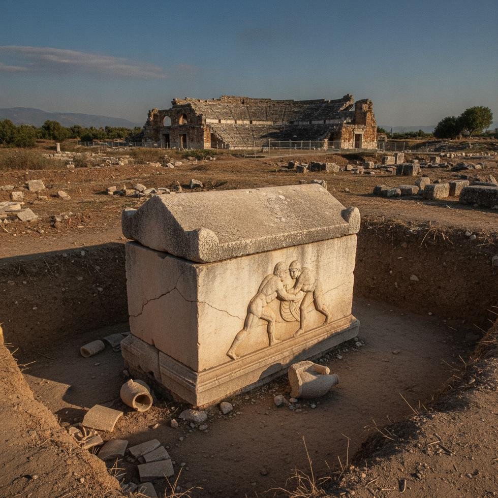 Aspendos'taki tarihi güreşçi mezarı