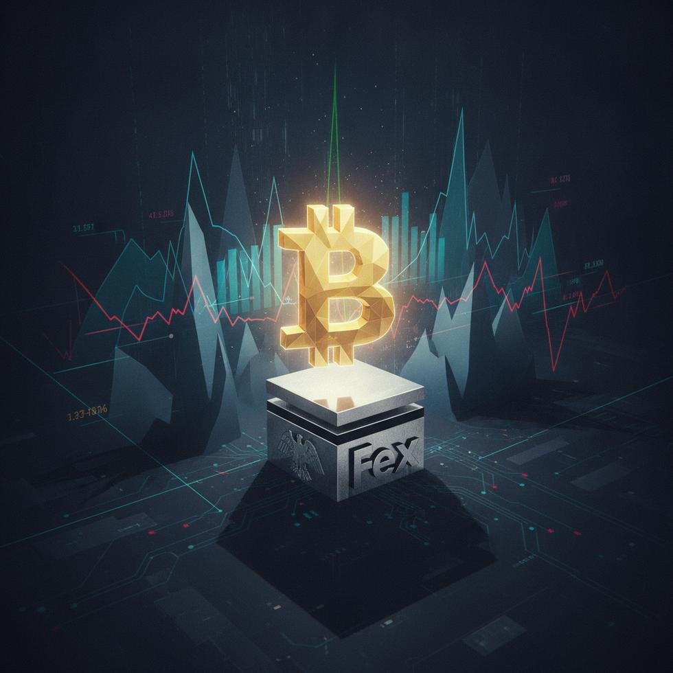 Bitcoin ve finans piyasası grafiklerini gösteren bir görsel
