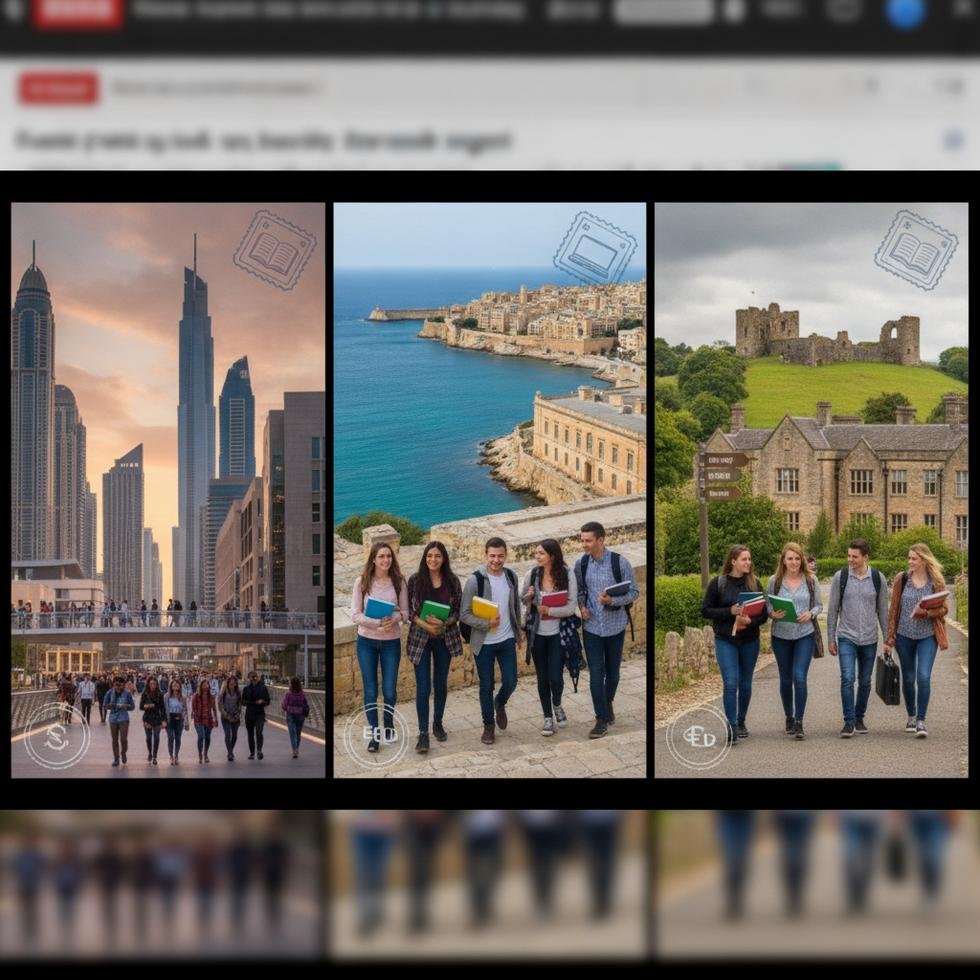 Dubai, Malta ve İrlanda'da Work & Study programları için genel bir karşılaştırma tablosu