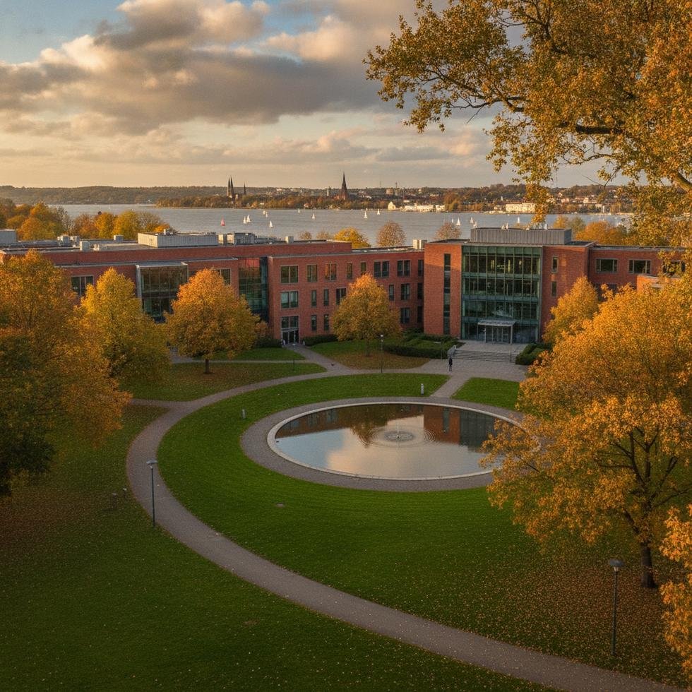 Flensburg Üniversitesi kampüs görüntüsü ve öğrenciler