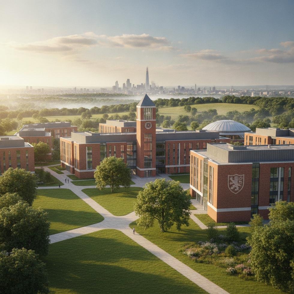 Hertfordshire Üniversitesi kampüs görünümü ve öğrenciler
