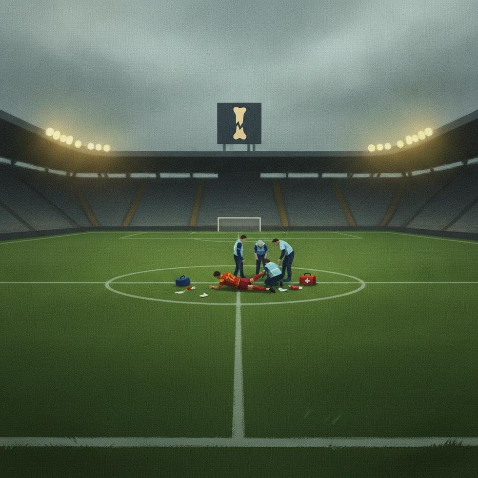 Sakatlık sonrası saha kenarında tıbbi müdahale alan futbolcu.