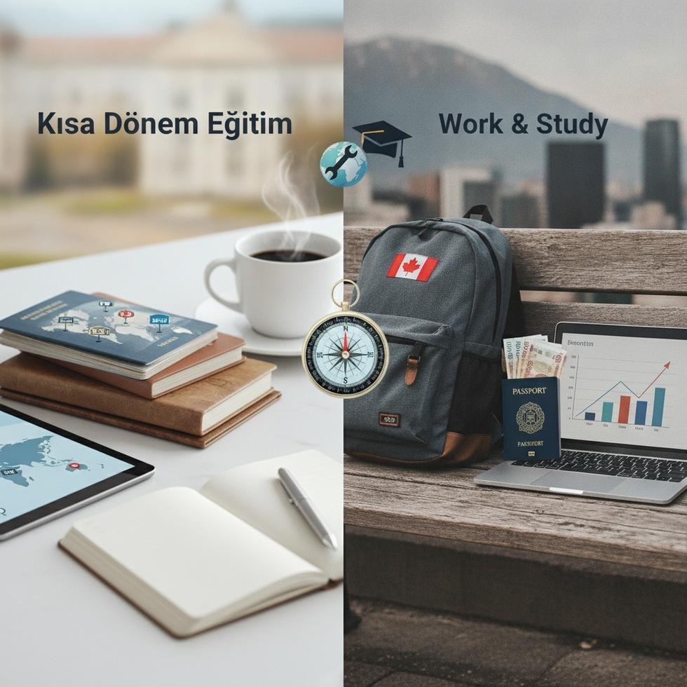 Kısa dönem eğitim ve Work & Study programını simgeleyen yurt dışı eğitim görseli