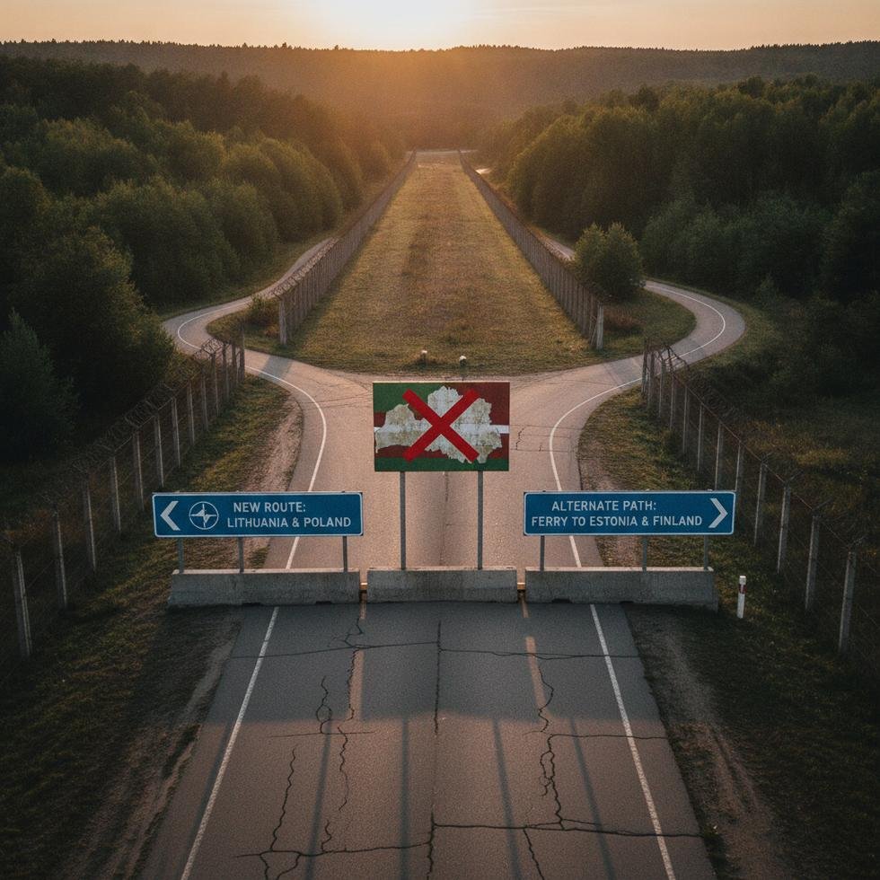Letonya-Belarus sınır kapısı kapalı tabelası