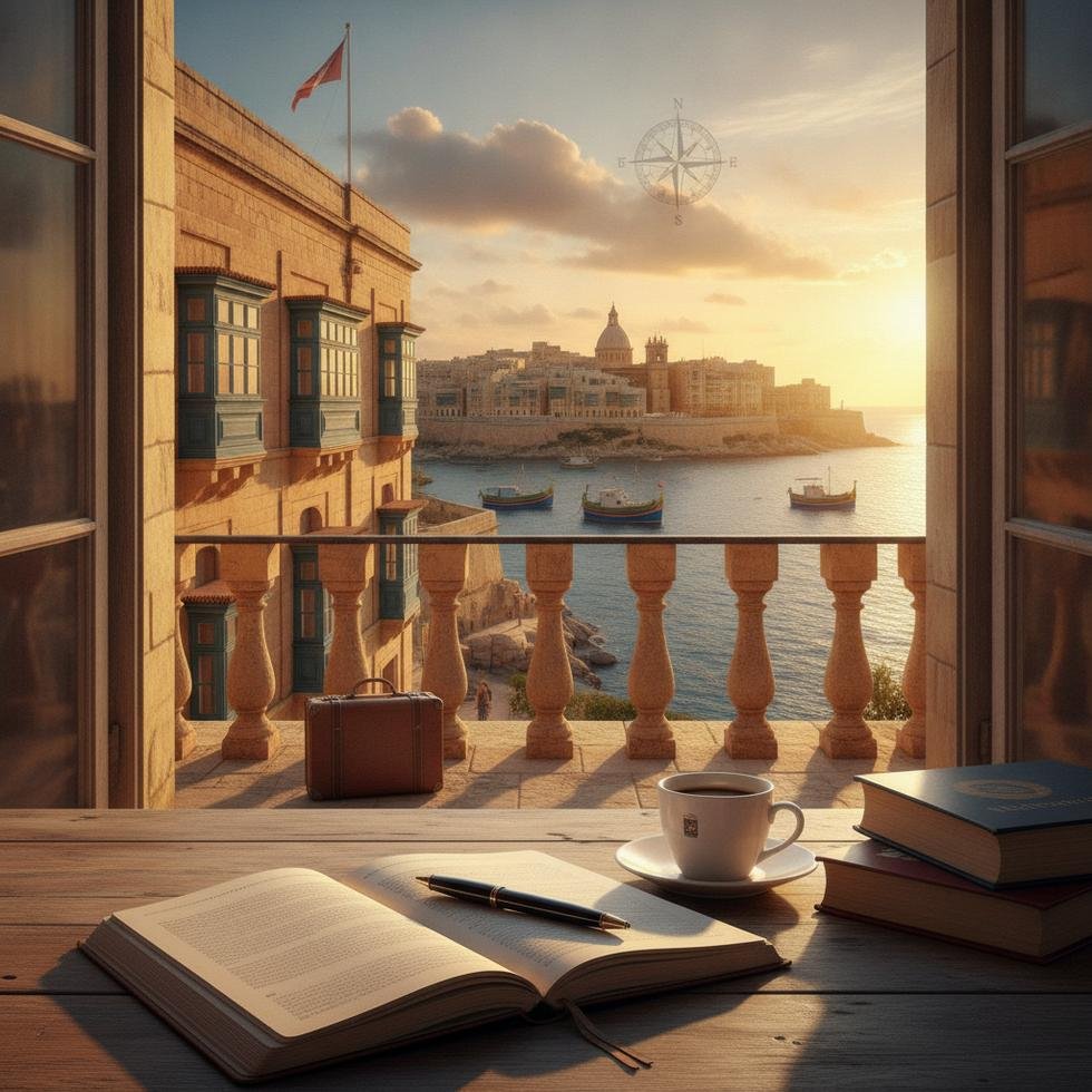 Malta Work and Study programını simgeleyen eğitim ve çalışma konsepti
