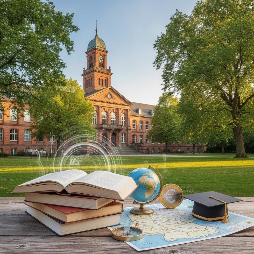 Oldenburg Üniversitesi kampüsü ve öğrenciler