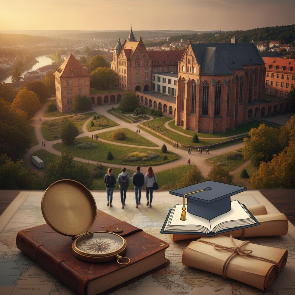 Osnabrück Üniversitesi kampüs görüntüsü ve öğrenciler