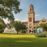 Texas A&M Üniversitesi kampüsü ve öğrenciler