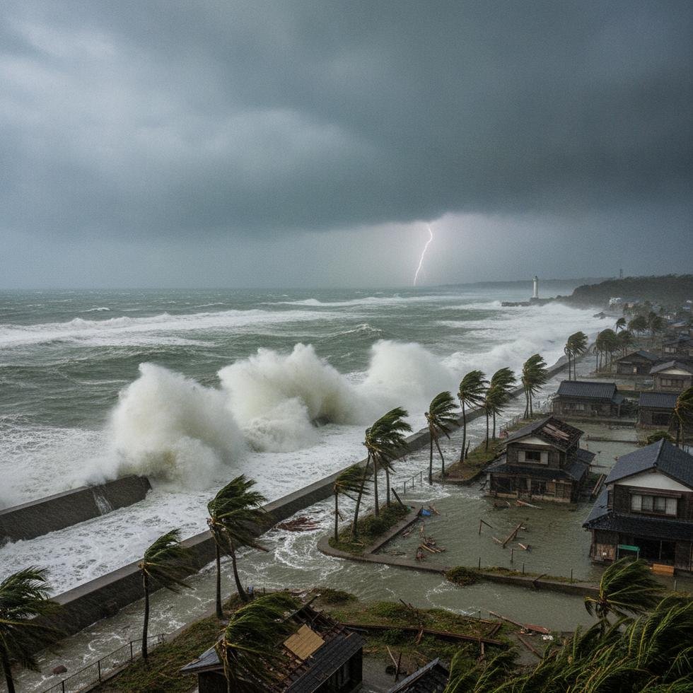 Typhoon Dolphin Japonya'nın güneyine vuruyor