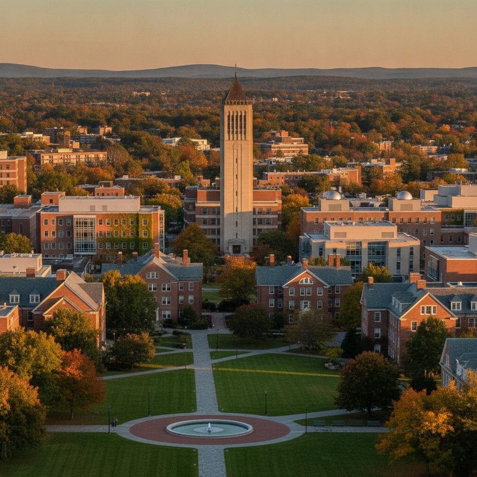 Massachusetts Üniversitesi Amherst kampüsünden genel görünüm