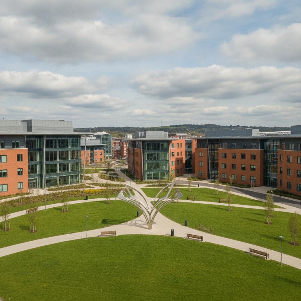 Wolverhampton Üniversitesi kampüsü ve öğrenciler