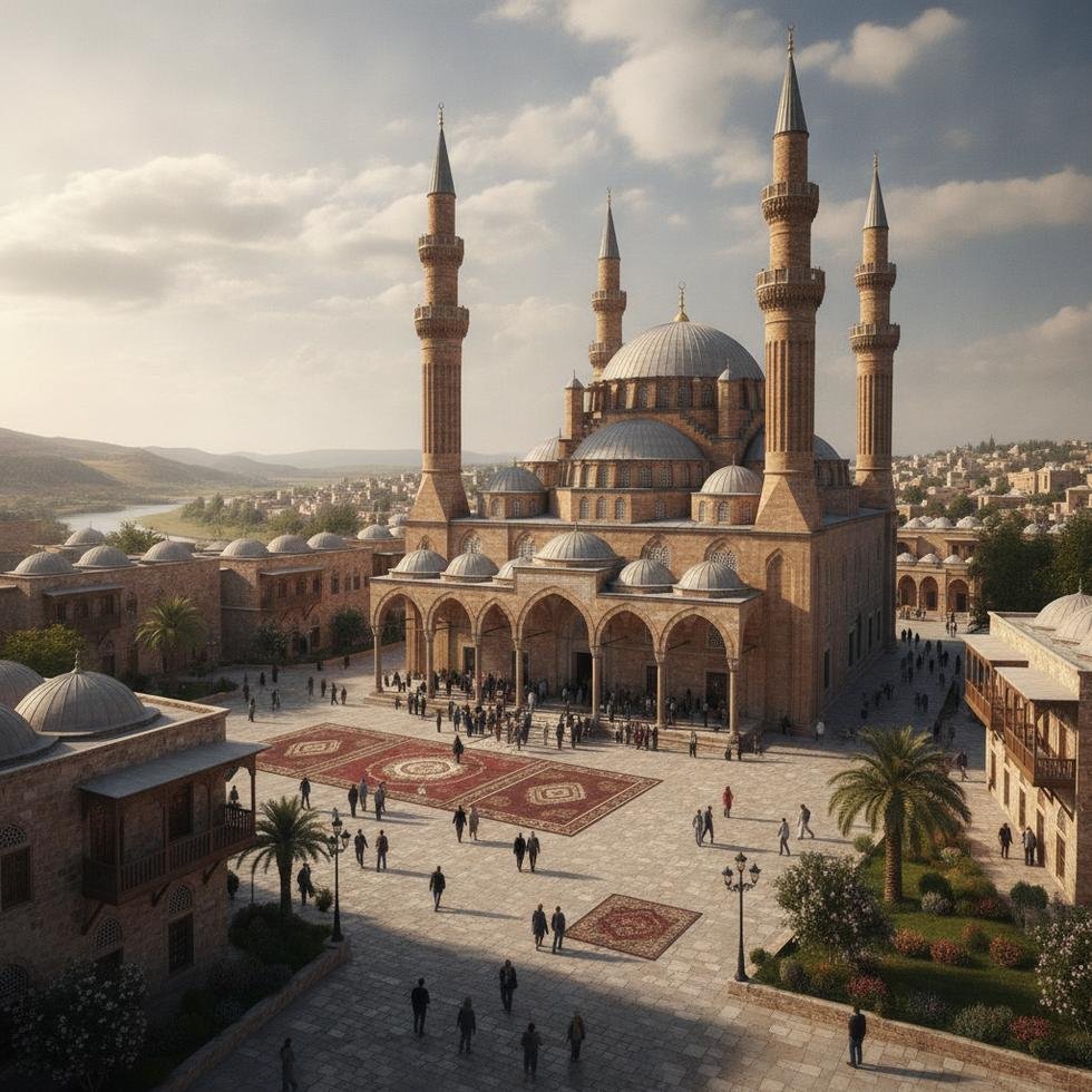 Camide cuma selası okunurken ibadet eden insanlar.