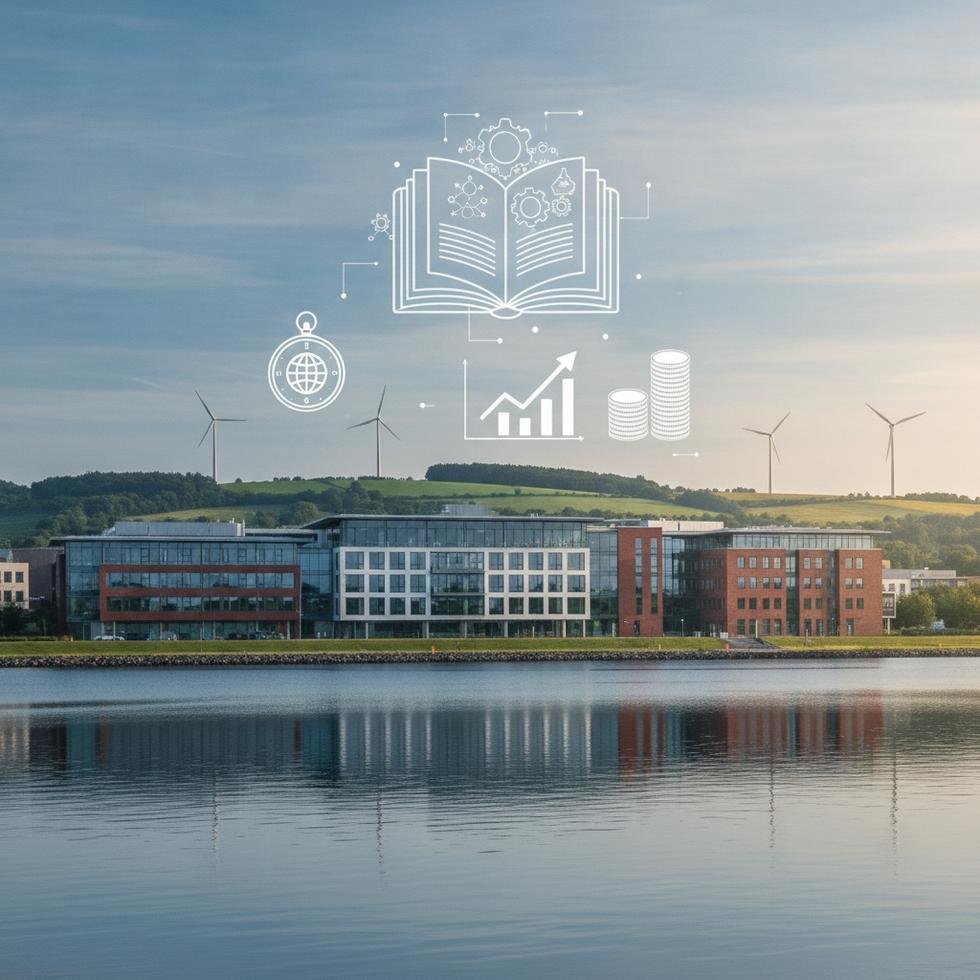 Hochschule Flensburg kampüs binası ve öğrenciler