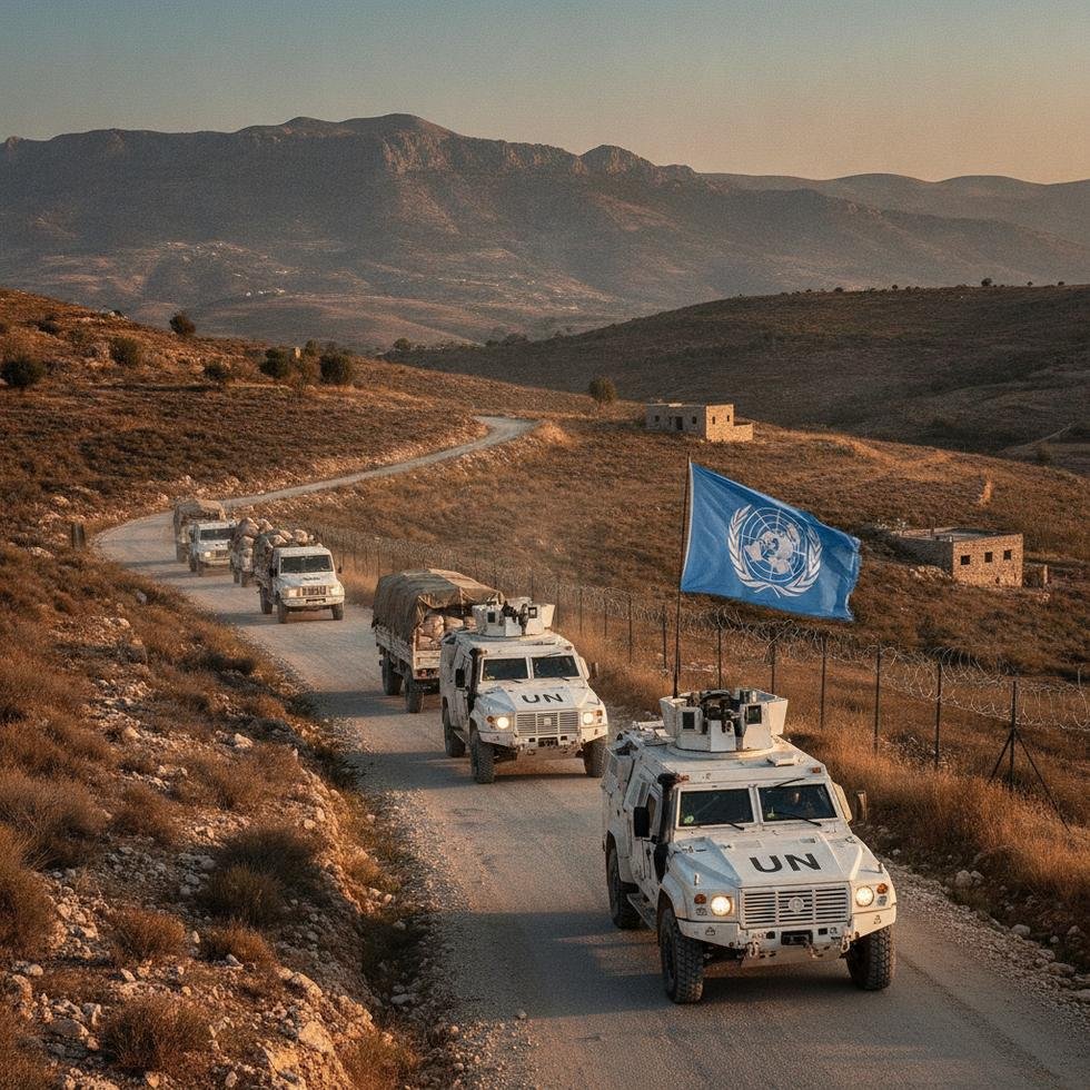 UN peacekeepers in Lebanon observing Israeli positions