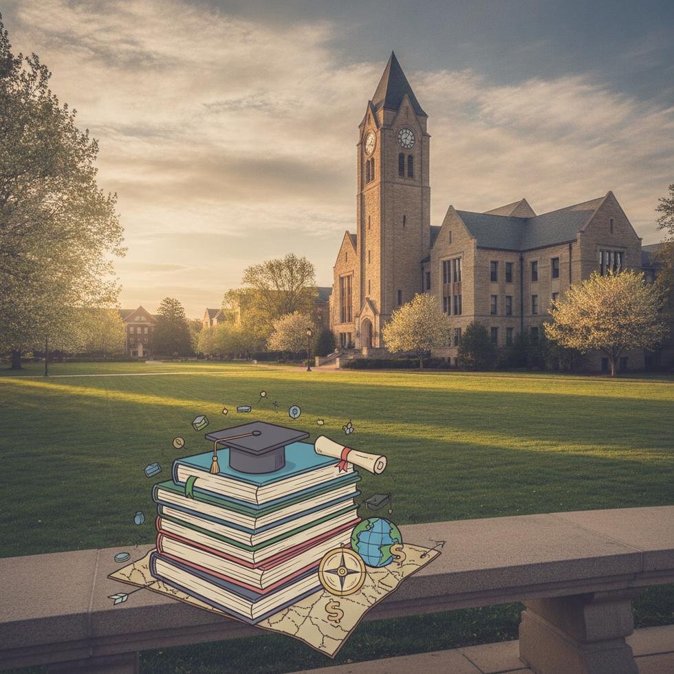 Kentucky Üniversitesi kampüsü ve Lexington şehir görüntüsü