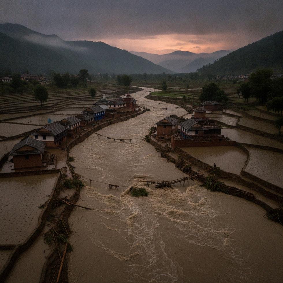 Nepal'deki sel felaketi sonrasında kurtarma ekipleri.