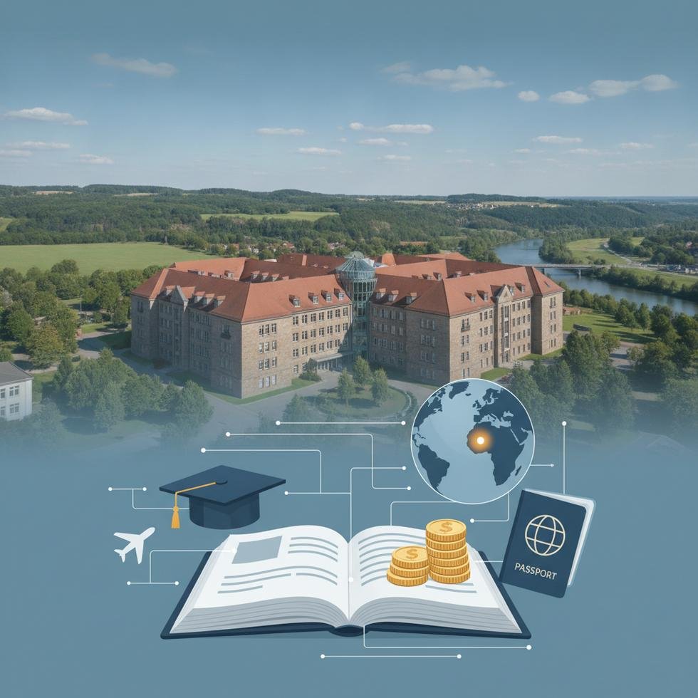RheinMain Üniversitesi Wiesbaden kampüsü binası ve çevresi