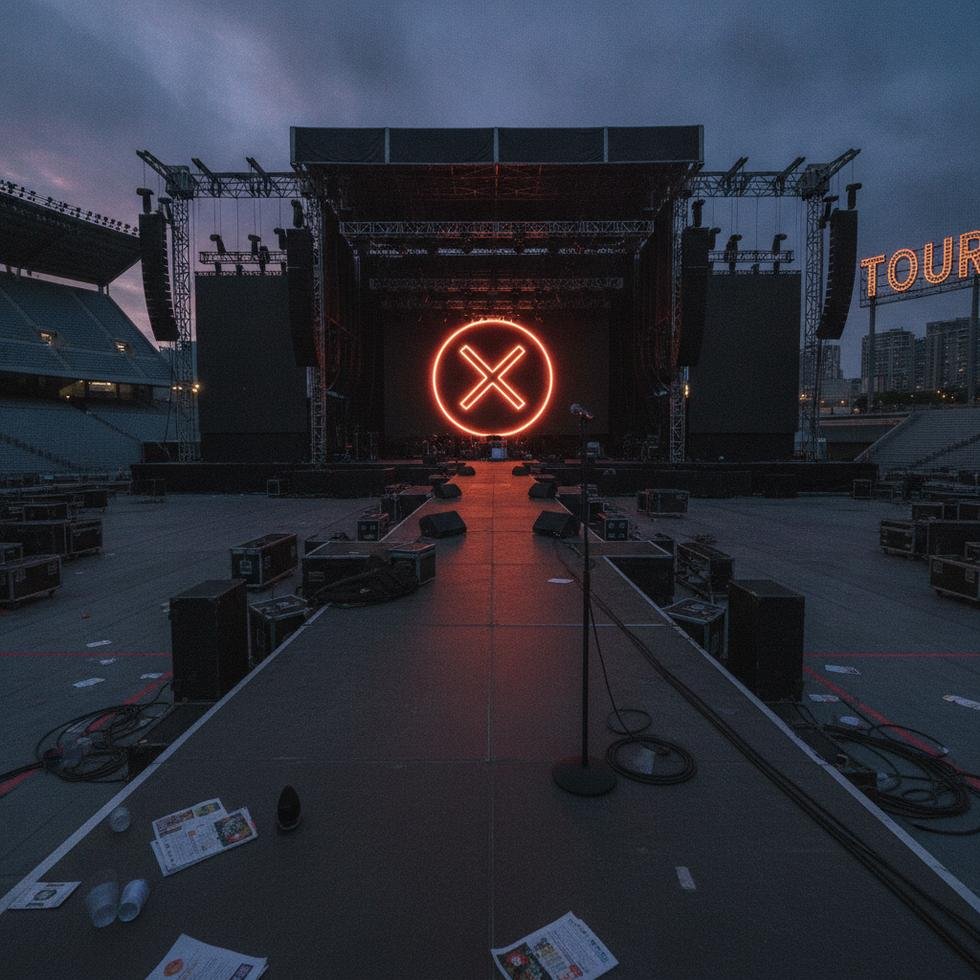 Ed Sheeran performing on a concert stage with stage lights