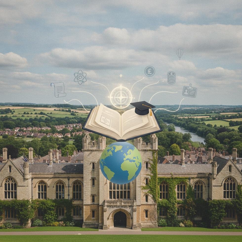 Worcester Üniversitesi kampüsünden akademik binalar ve öğrenciler