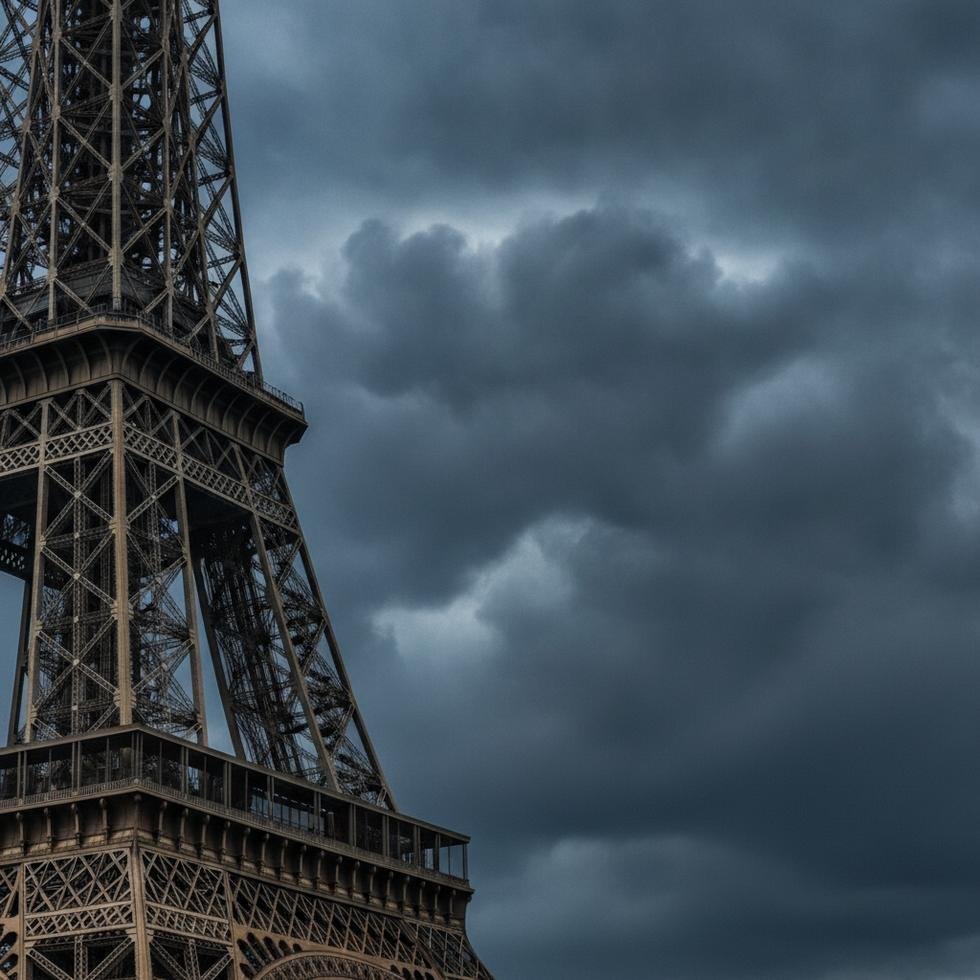Eiffel Kulesi'nin bulutlu bir günde çekilmiş görüntüsü