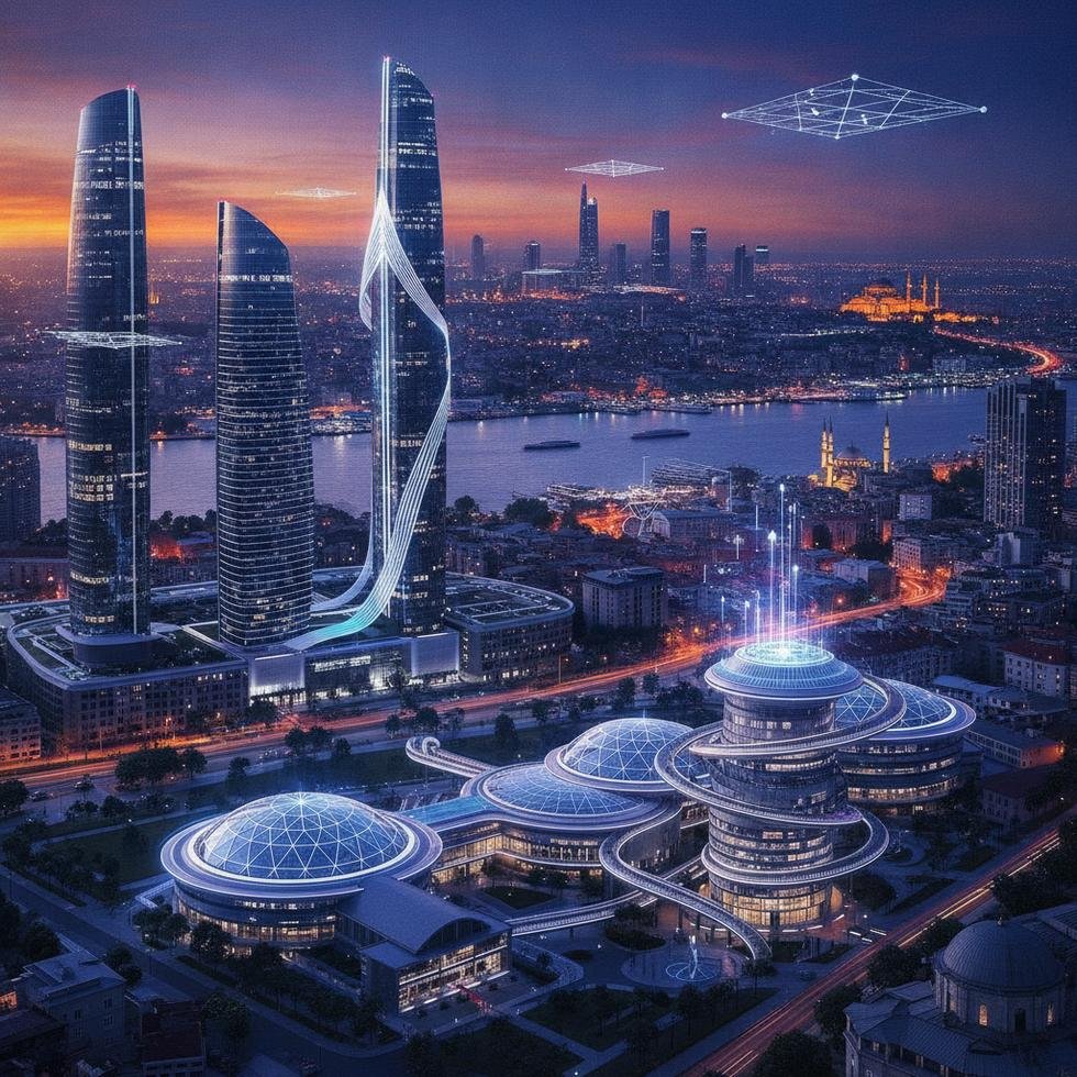 Girişimciliği temsil eden İstanbullun modern şehir manzarası