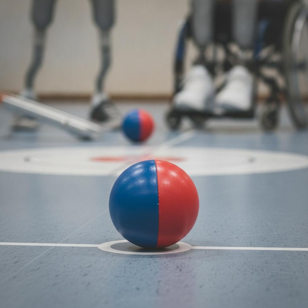 Paralimpik boccia oyuncuları müsabaka sırasında